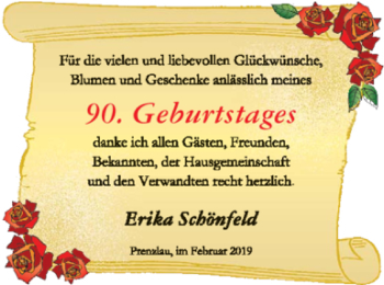Glückwunschanzeige von Erika Schönfeld