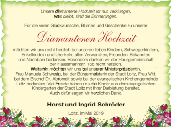 Glückwunschanzeige von Horst und Ingrid Schröder