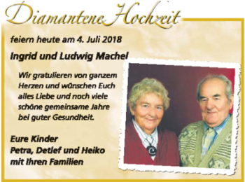 Glückwunschanzeige von Ingrid und Ludwig Mache