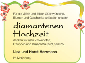 Glückwunschanzeige von Lisa und Horst Herrmann