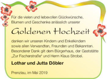 Glückwunschanzeige von Lothar und Jutta Döbler