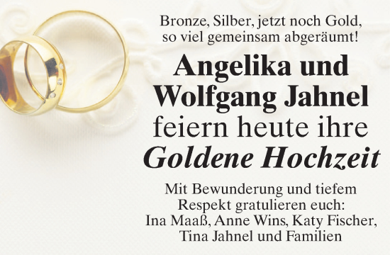 Glückwunschanzeige von Angelika und Wolfgang Jahnel