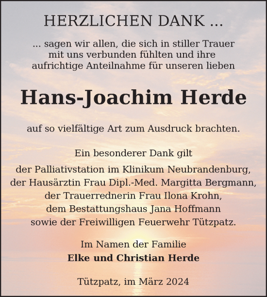 Glückwunschanzeige von Hans-Joachim Herde