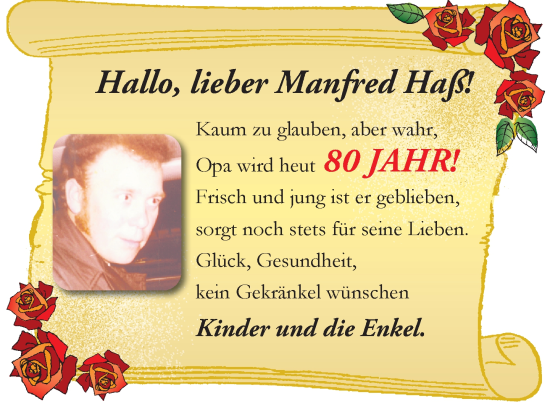 Glückwunschanzeige von Manfred Haß