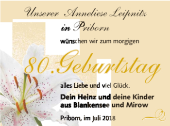 Glückwunschanzeige von Anneliese Leipnitz