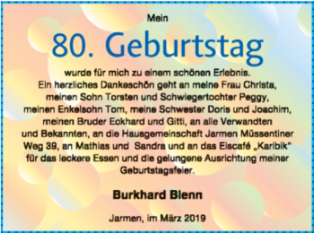 Glückwunschanzeige von Burkhard Blenn