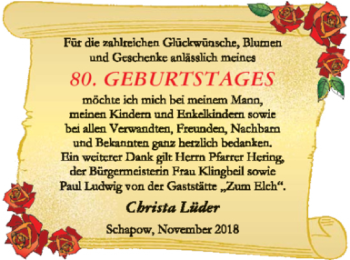 Glückwunschanzeige von Christa Lüder