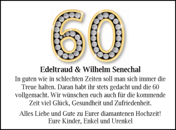 Glückwunschanzeige von Edeltraud und Wilhelm Senechal