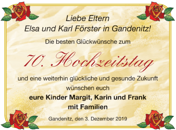 Glückwunschanzeige von Elsa und Karl Förster
