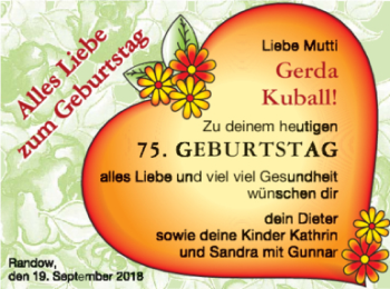 Glückwunschanzeige von Gerda Kuball