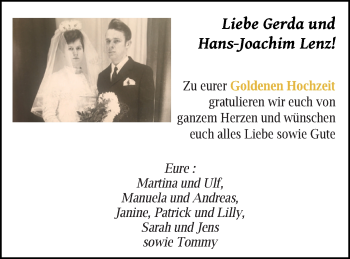 Glückwunschanzeige von Gerda und Hans-Joachim Lenz