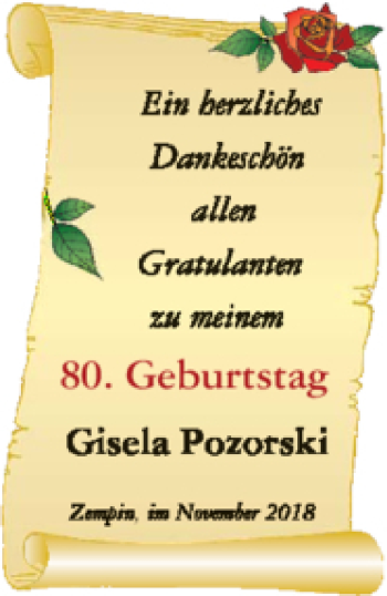 Glückwunschanzeige von Gisela Poszorski