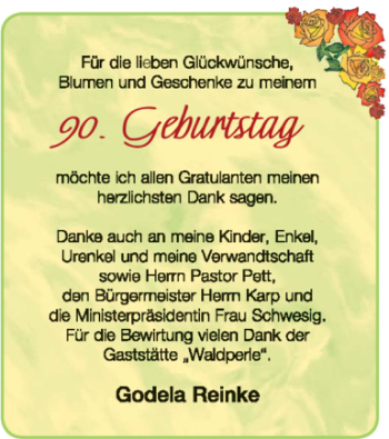 Glückwunschanzeige von Godela Reinke