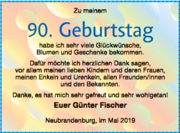 Glückwunschanzeige von Günter Fischer