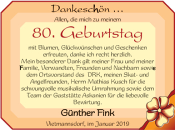 Glückwunschanzeige von Günther Fink