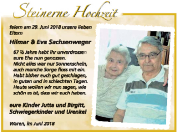 Glückwunschanzeige von Hilmar und Eva Sachsenweger