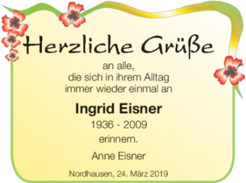 Glückwunschanzeige von Ingrid Eisner