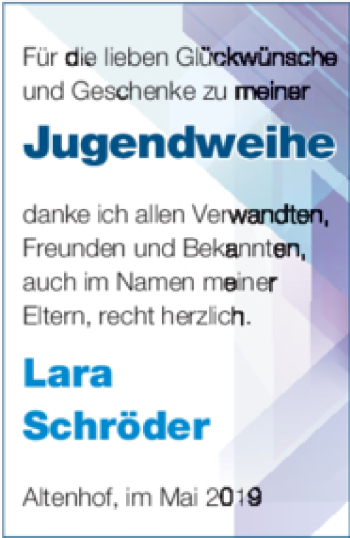 Glückwunschanzeige von Lara Schröder