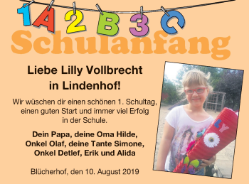 Glückwunschanzeige von Lilly Vollbrecht