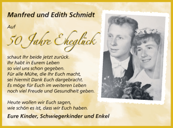 Glückwunschanzeige von Manfred und Edith Schmidt