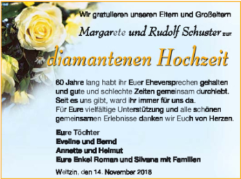 Glückwunschanzeige von Margarete und Rudolf Schuster