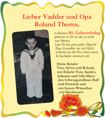 Glückwunschanzeige von Roland Thoms