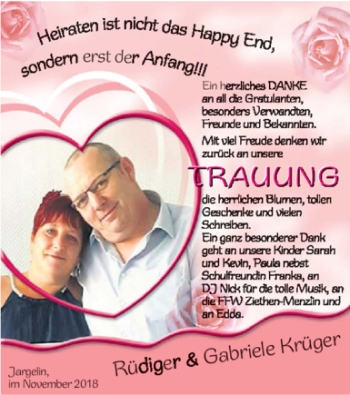 Glückwunschanzeige von Rüdiger und Gabriele Krüger