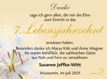Glückwunschanzeige von Susanne Jaffke-Witt