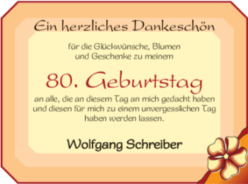 Glückwunschanzeige von Wolfgang Schreiber