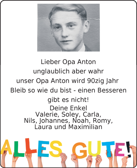 Zur Glückwunschseite von Anton