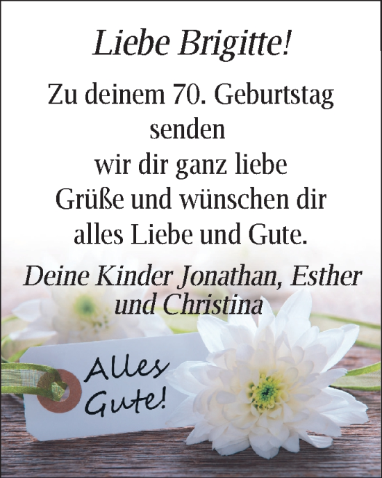 Glückwunschanzeige von Brigitte 