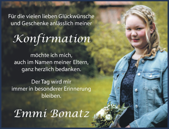 Glückwunschanzeige von Emmi Bonatz