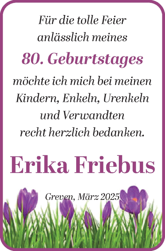 Zur Glückwunschseite von Erika