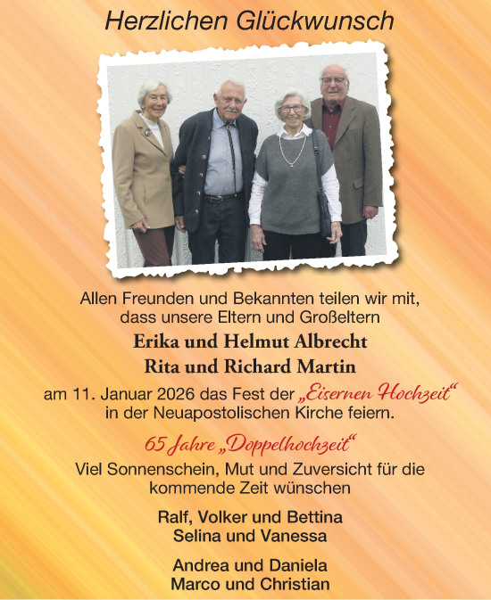 Zur Glückwunschseite von Erika & Helmut und Rita & Richard