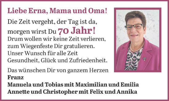 Zur Glückwunschseite von Erna