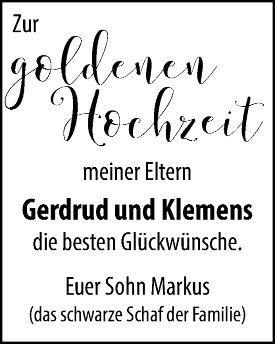 Zur Glückwunschseite von Gerdrud und Klemens