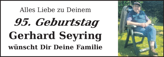 Glückwunschanzeige von Gerhard Seyring
