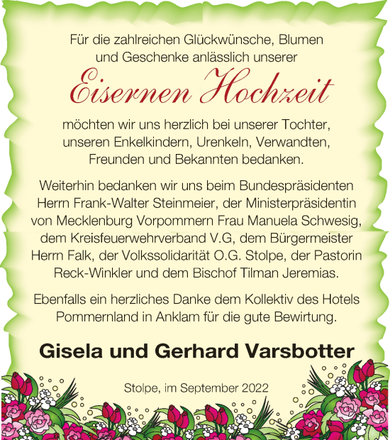 Zur Glückwunschseite von Gisela und Gerhard