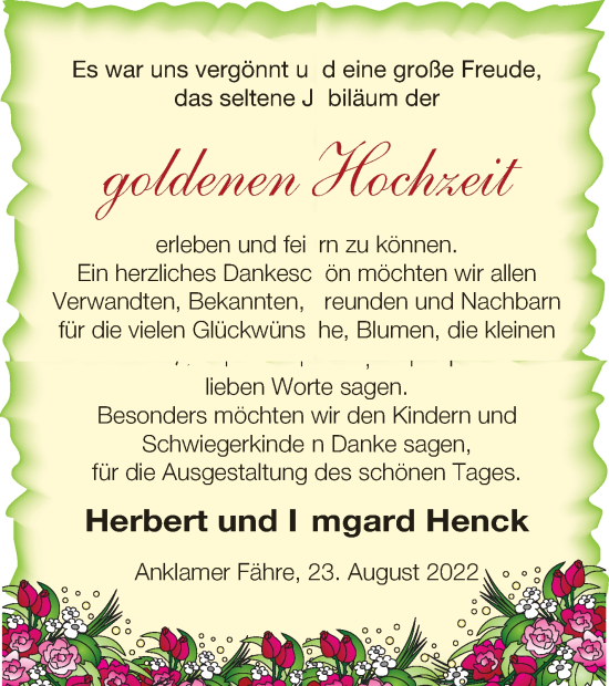 Zur Glückwunschseite von Herbert und Irmgard