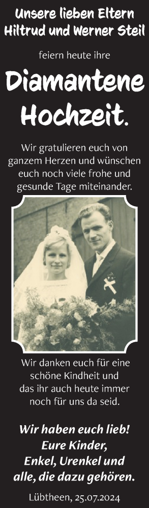 Glückwunschanzeige von Hiltrud und Werner  Steil