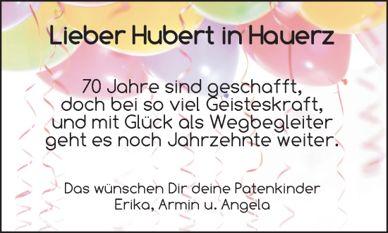 Zur Glückwunschseite von Hubert 