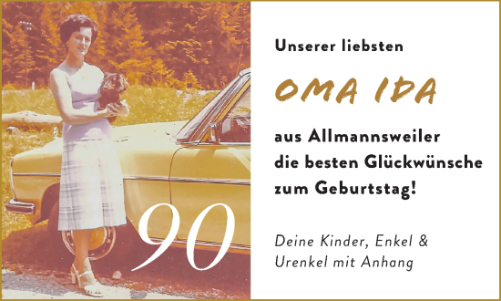 Glückwunschanzeige von Ida 