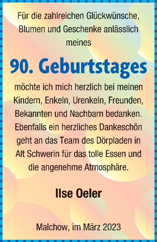 Glückwunschanzeige von Ilse Oeler