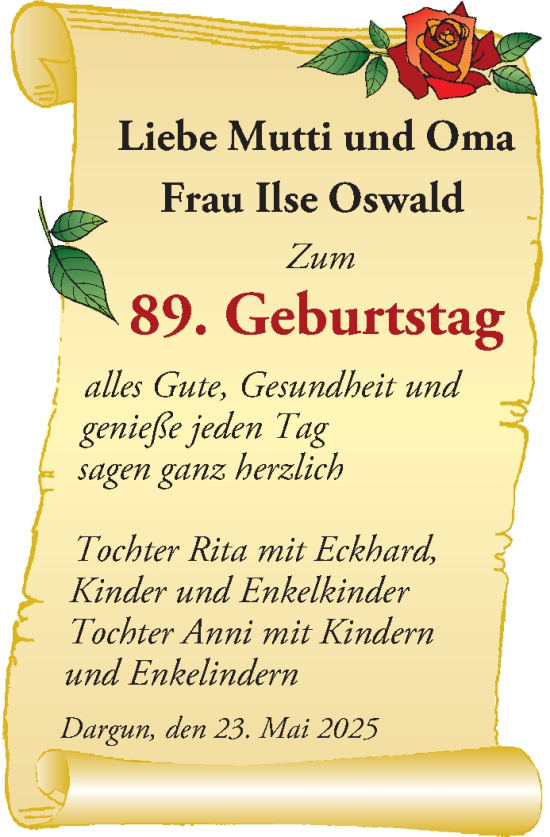 Zur Glückwunschseite von Ilse