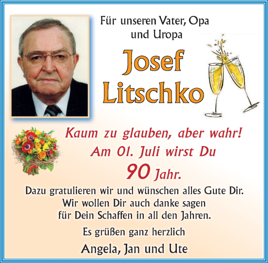Glückwunschanzeige von Josef Litschko
