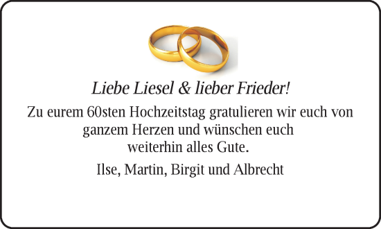 Zur Glückwunschseite von Liesel und  Frieder