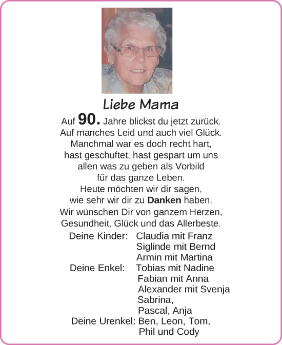 Zur Glückwunschseite von Mama