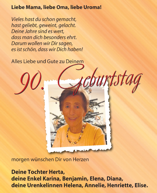 Glückwunschanzeige von Mama 