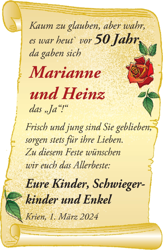 Zur Glückwunschseite von Marianne und Heinz