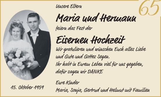 Zur Glückwunschseite von Maria und Hermann